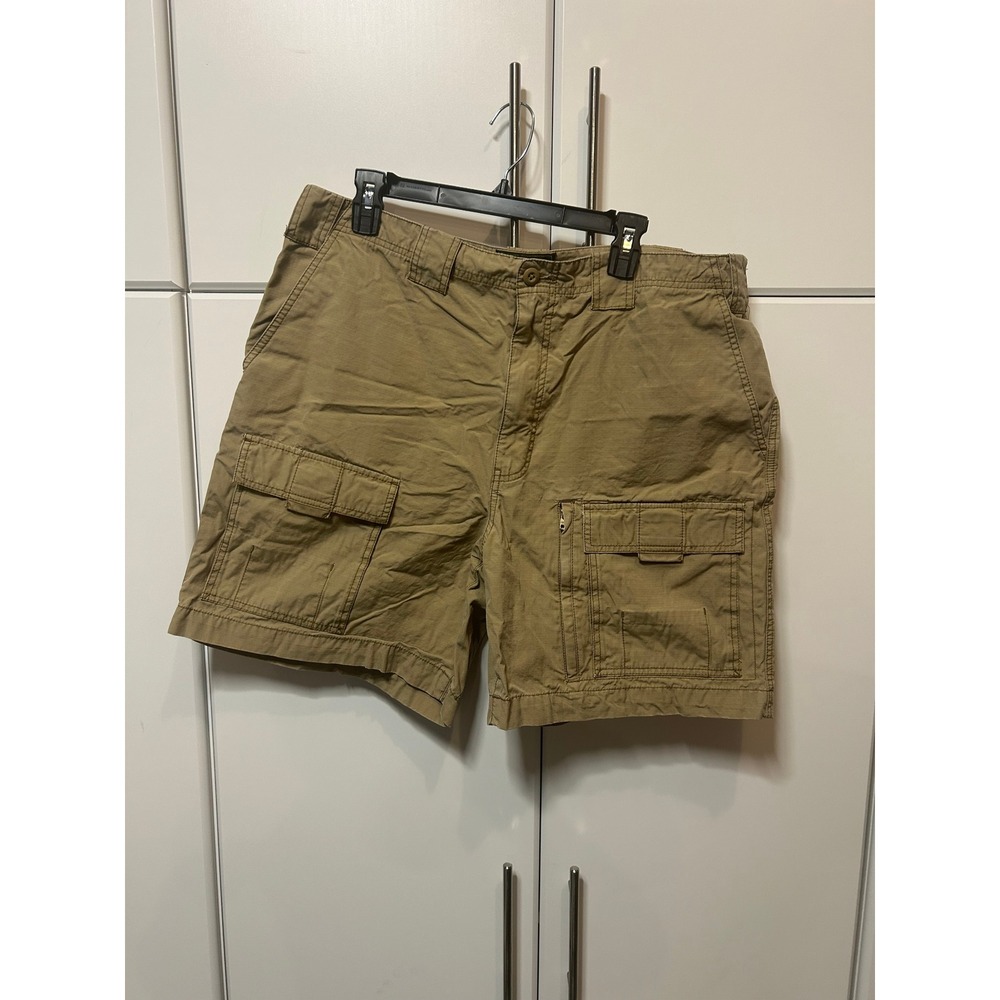 Eddie Bauer Mens Cargo Shorts Size 40 Khaki Tan Ripstop Cotton Outdoor Hiking